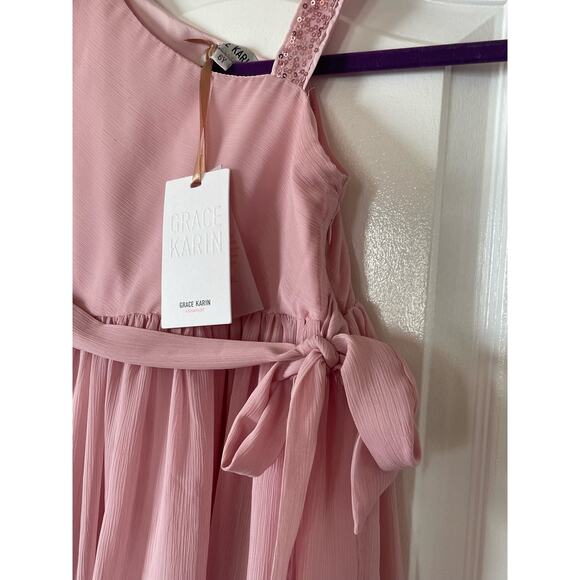 New GRACE KARIN Girls Summer Dress One Shoulder Midi Dress Size 6 - Picture 6 of 14